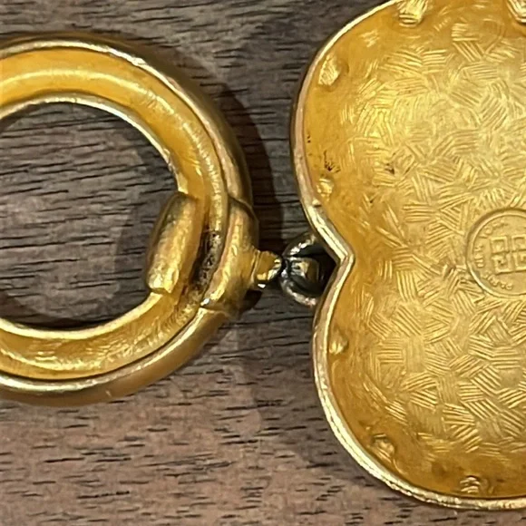 Givenchy Vintage Brushed Gold Puffy Heart Toggle Necklace with Pearl and Crystal - Picture 12 of 12